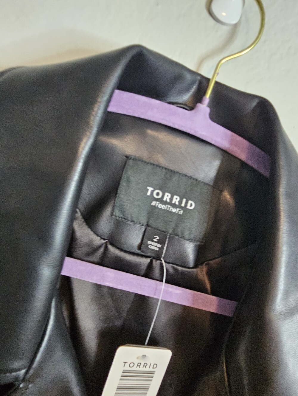 Torrid Satin Lined Black Faux Leather Asymmetric Zipper Moto Jacket Size 2X NWT - Picture 9 of 16